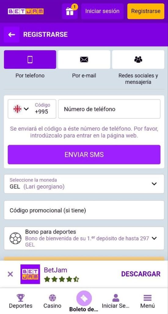 Descarga la versión móvil de BetJam y gana en cualquier lugar